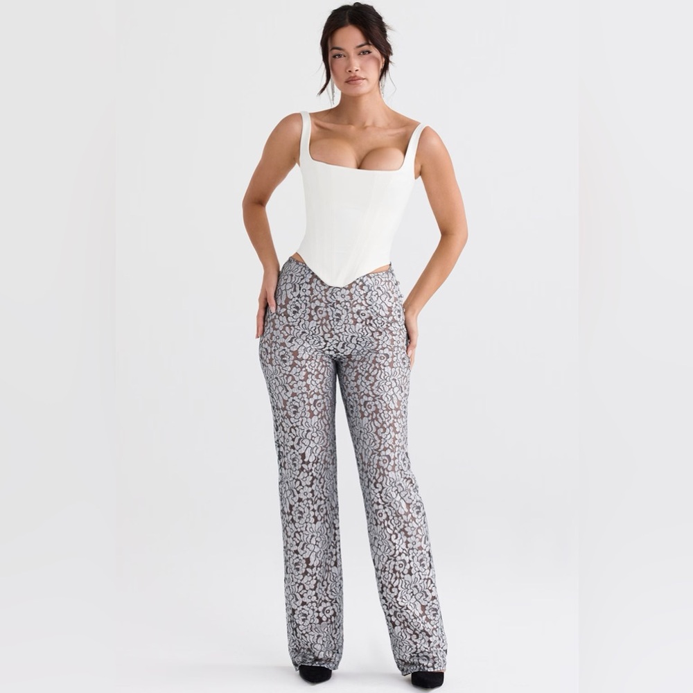 House of‎ CB Mara Silver Metallic Trousers NWOT size L